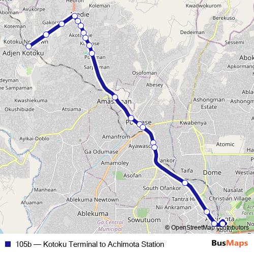 105b bus Line Map