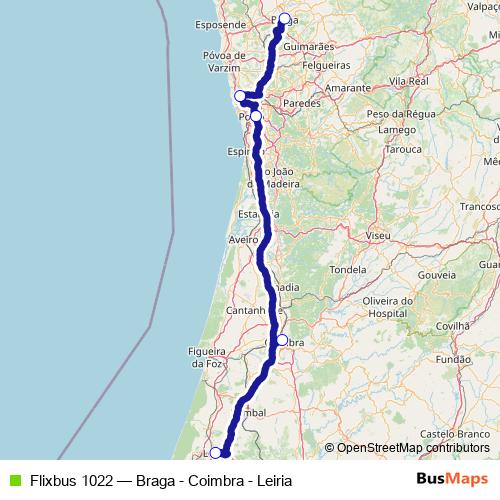Flixbus 1022 bus Line Map
