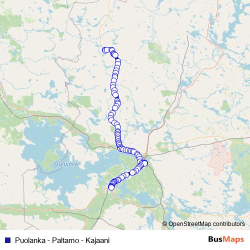 Puolanka - Paltamo - Kajaani bus Line Map