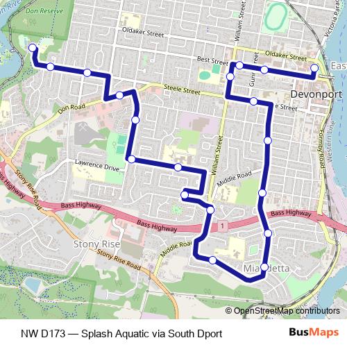 NW D173 bus Line Map
