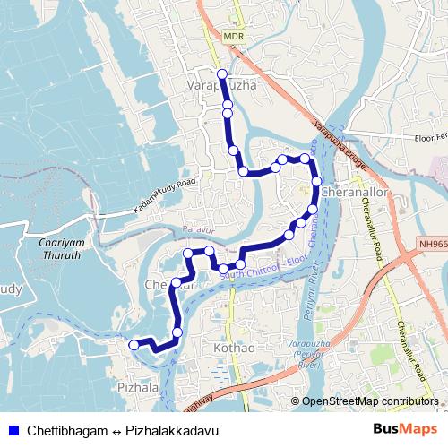Chettibhagam ↔ Pizhalakkadavu bus Line Map