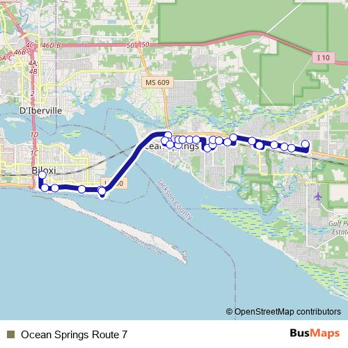 Ocean Springs Route 7 bus Line Map
