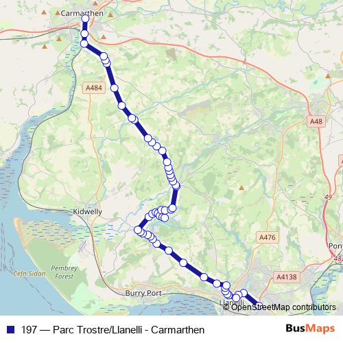 197 bus Line Map