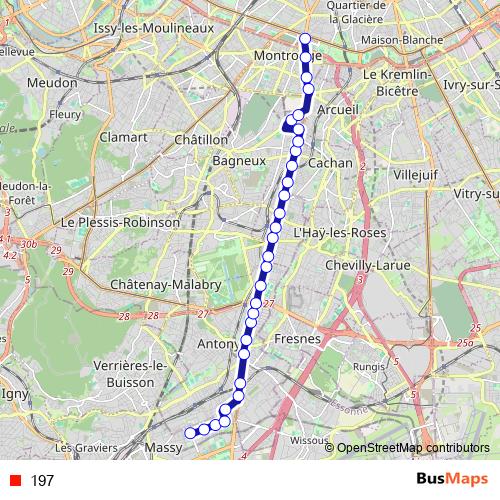 197 bus Line Map