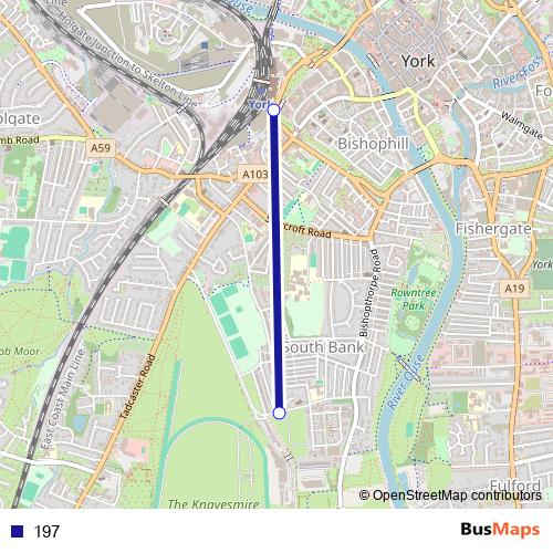 197 bus Line Map