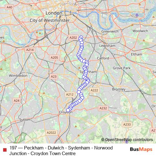 197 bus Line Map