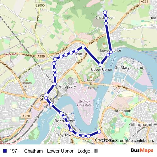197 bus Line Map