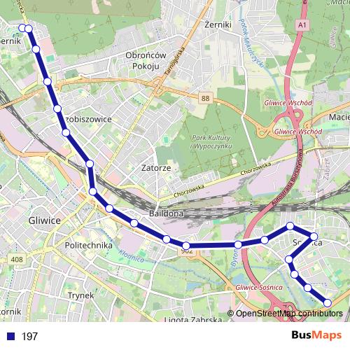 197 bus Line Map
