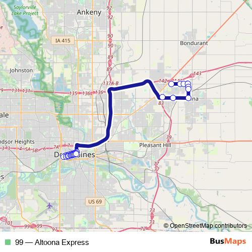 99 bus Line Map