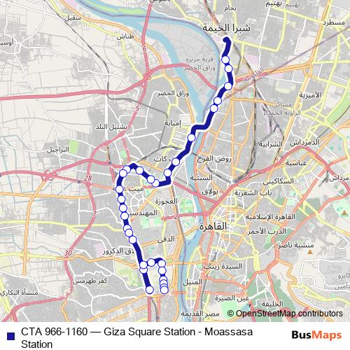 CTA 966-1160 bus Line Map