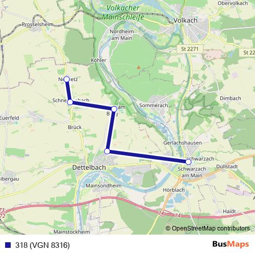 318 (VGN 8316) bus Line Map