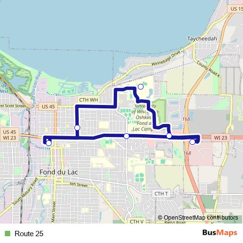 Route 25 bus Line Map