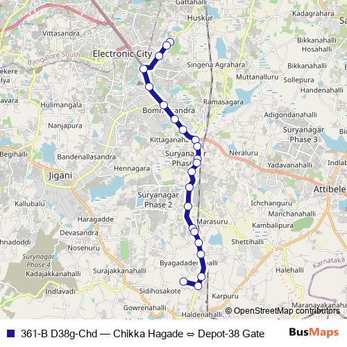 361-B D38g-Chd bus Line Map