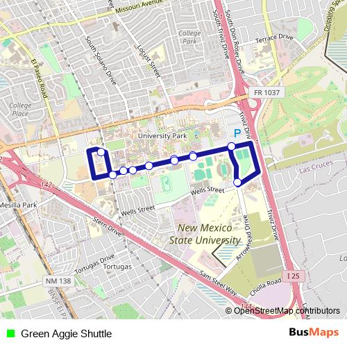 Green Aggie Shuttle bus Line Map