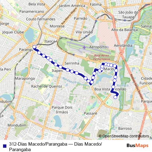 312-Dias Macedo/Parangaba bus Line Map