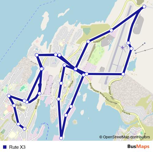 Rute X3 bus Line Map