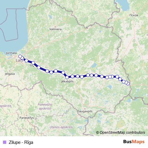 Zilupe - Rīga rail Line Map