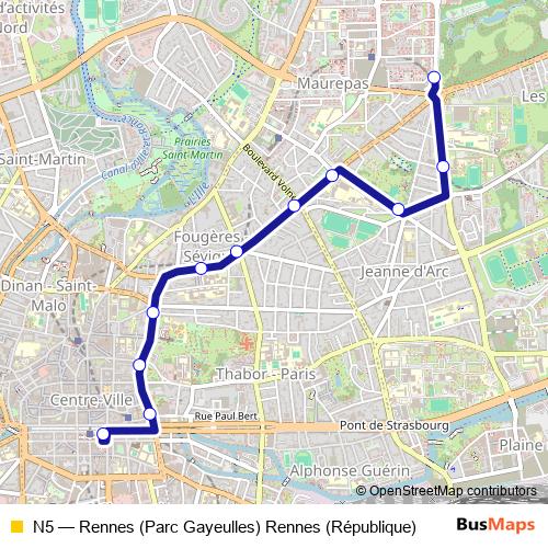 N5 bus Line Map