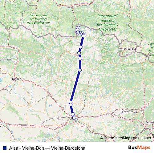 Alsa - Vielha-Bcn bus Line Map