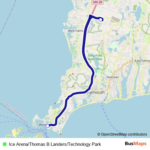 Ice Arena/Thomas B Landers/Technology Park bus Line Map