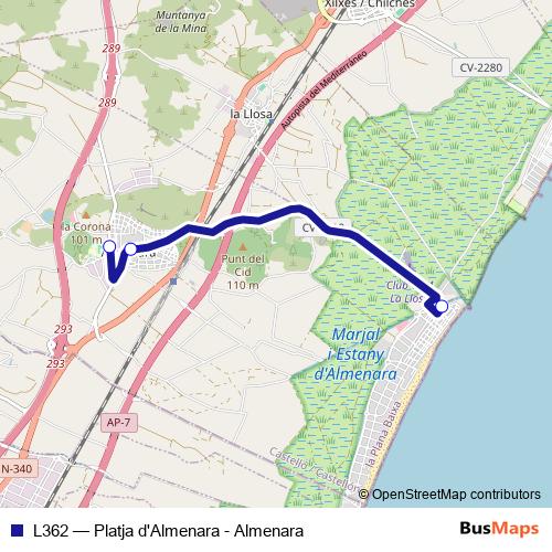 L362 bus Line Map