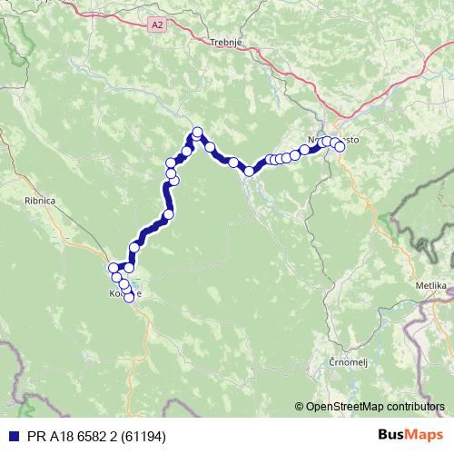 PR A18 6582 2 (61194) bus Line Map