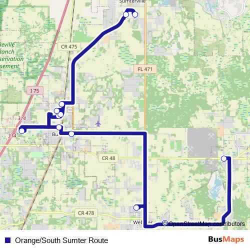 Orange/South Sumter Route bus Line Map