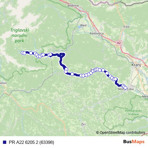 PR A22 6205 2 (63398) bus Line Map