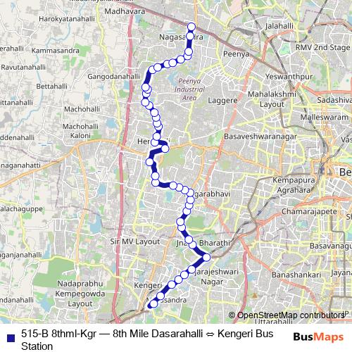 515-B 8thml-Kgr bus Line Map