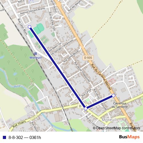8-8-302 bus Line Map