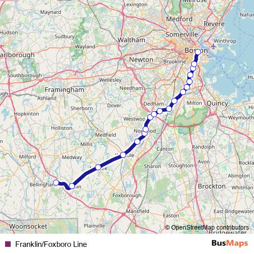 Franklin/Foxboro Line rail Line Map