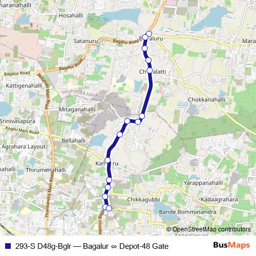 293-S D48g-Bglr bus Line Map