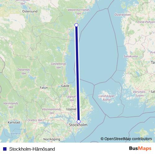 Stockholm-Härnösand ferry Line Map