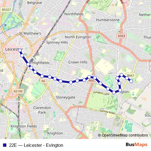 22E bus Line Map