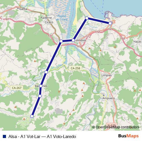 Alsa - A1 Vot-Lar bus Line Map