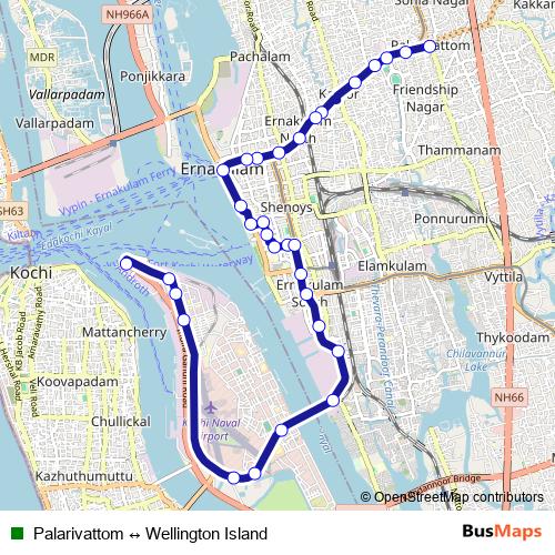 Palarivattom ↔ Wellington Island bus Line Map