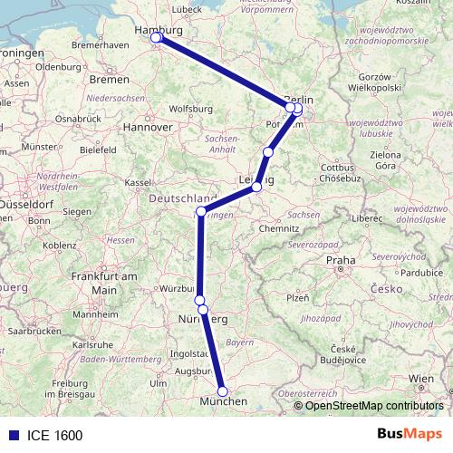 ICE 1600 rail Line Map