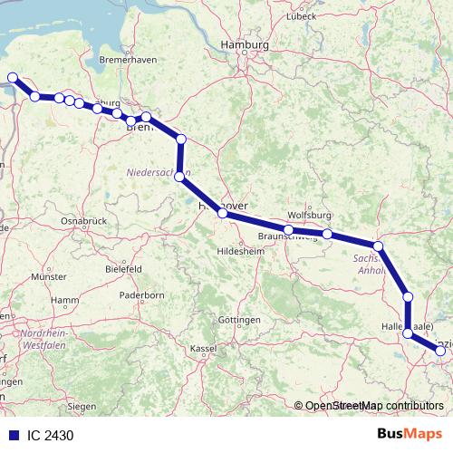 IC 2430 rail Line Map