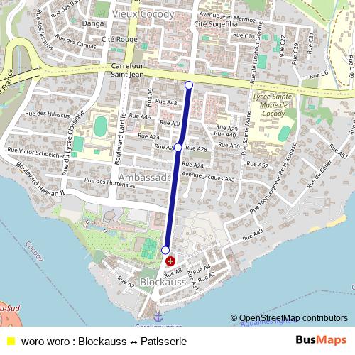 woro woro : Blockauss ↔ Patisserie bus Line Map