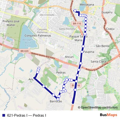 621-Pedras I bus Line Map