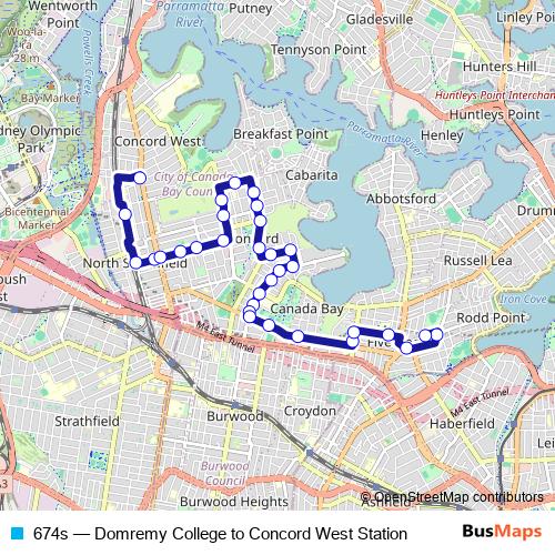 674s bus Line Map