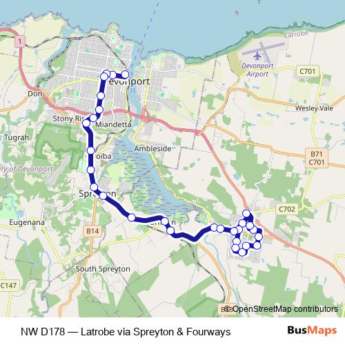 NW D178 bus Line Map