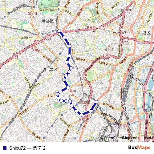 Shibu72 bus Line Map