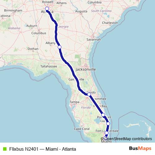 Flixbus N2401 bus Line Map