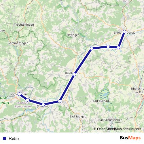 Re55 bus Line Map