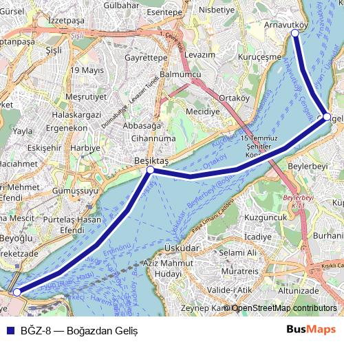 BĞZ-8 ferry Line Map