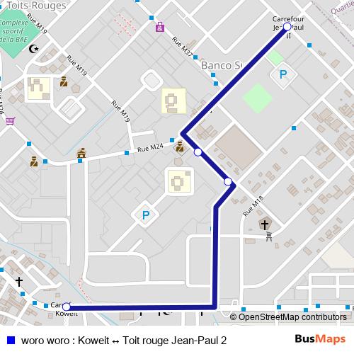 woro woro : Koweit ↔ Toit rouge Jean-Paul 2 bus Line Map