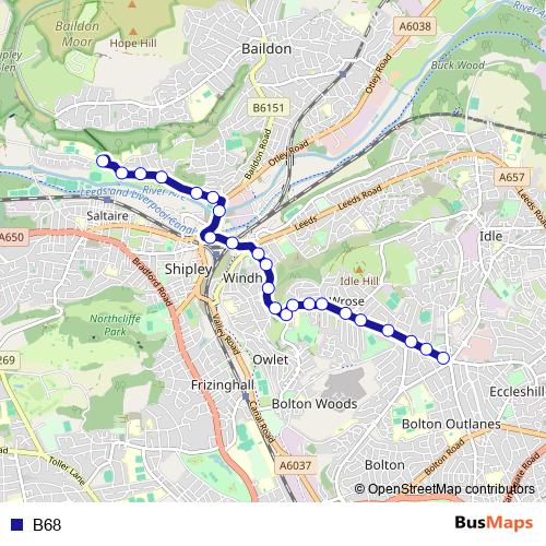 B68 bus Line Map