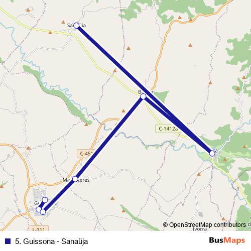 5. Guissona - Sanaüja bus Line Map