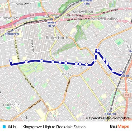 641s bus Line Map